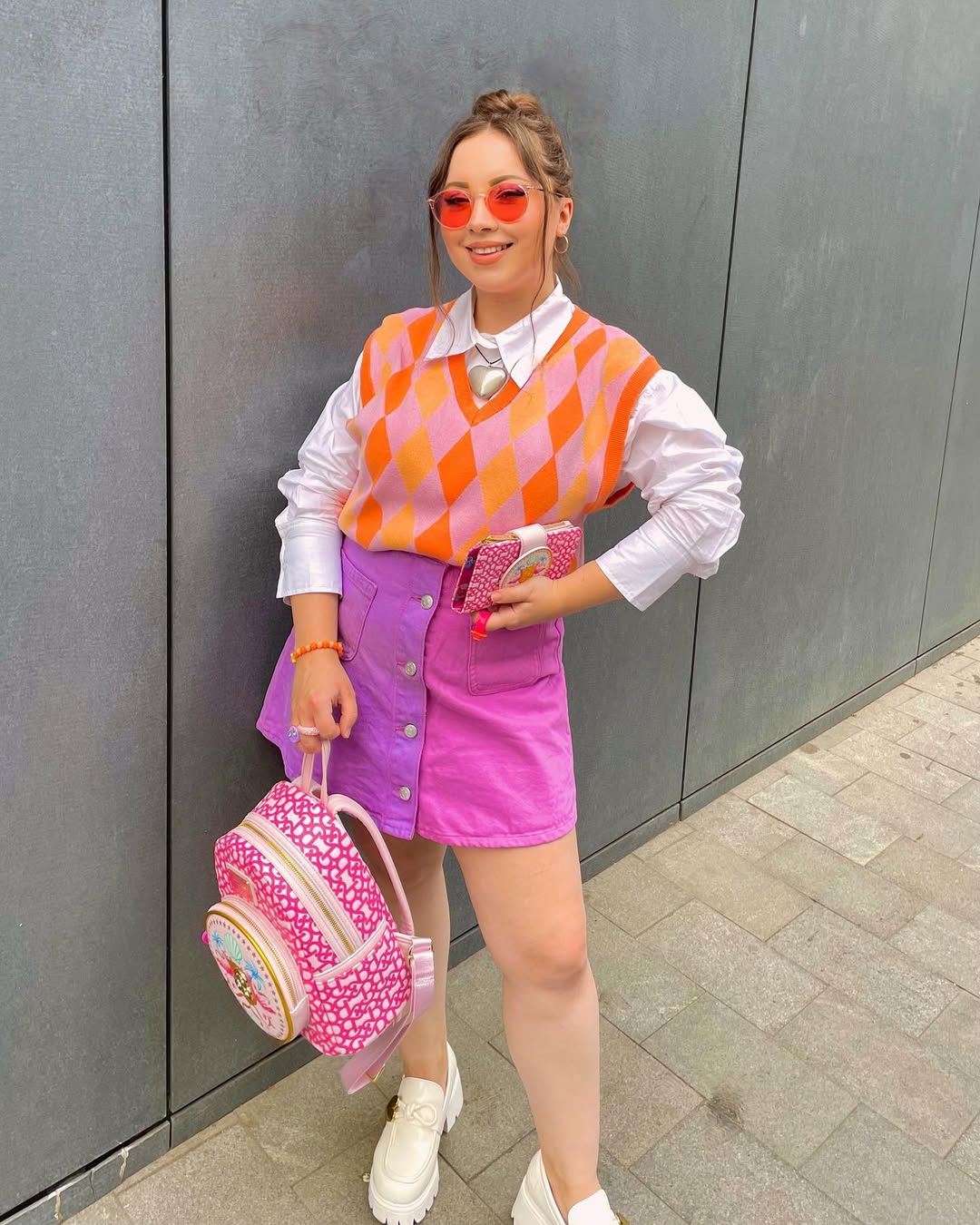 Playful Diamond Argyle Vest School Look