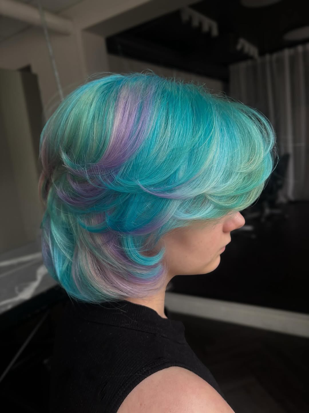 Playful Pixie Shag With Blue And Purple Hues