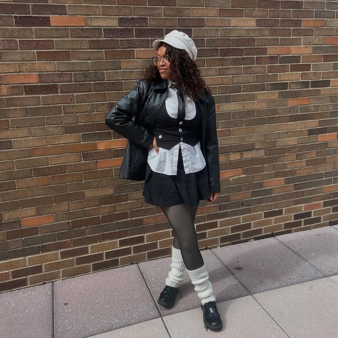 Preppy Black And White School Uniform Inspired Outfit