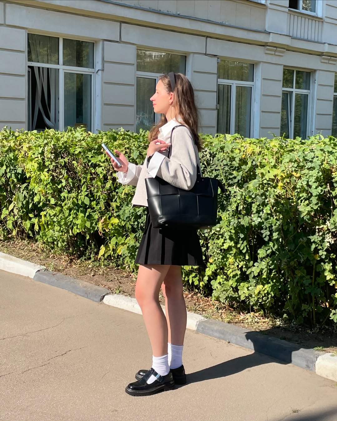 Preppy Pleated Skirt And Blazer School Outfit