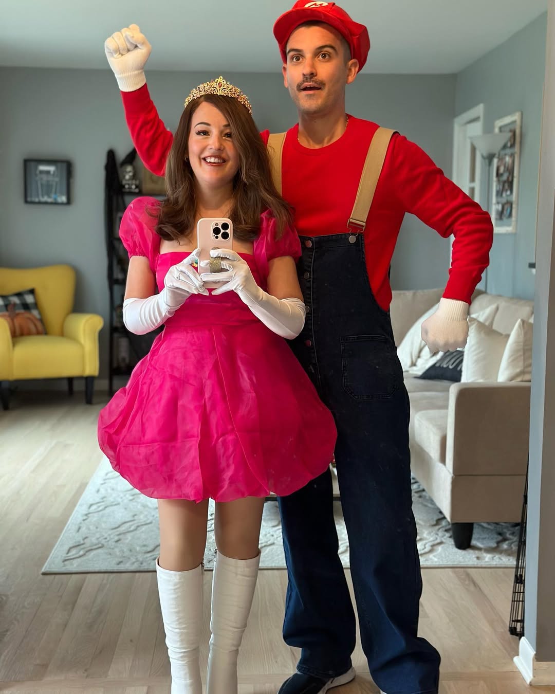 Princess Peach And Mario Halloween Costume Duo