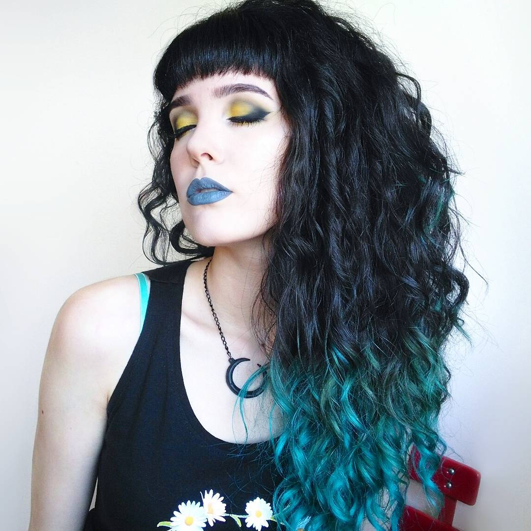 Raven Hair With Teal Ombre Curls