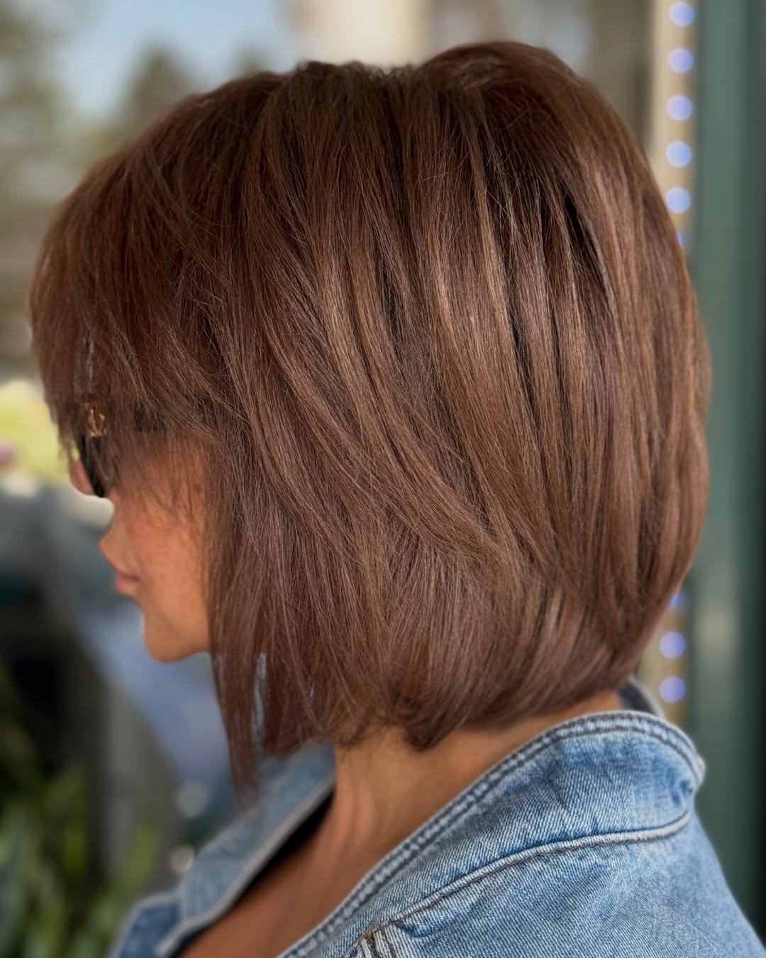 Reddish Brown Layered Bob With Volume