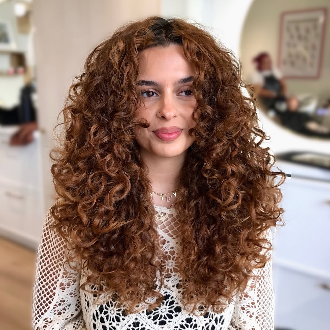 Rich Auburn Ringlets With Natural Root Shadow