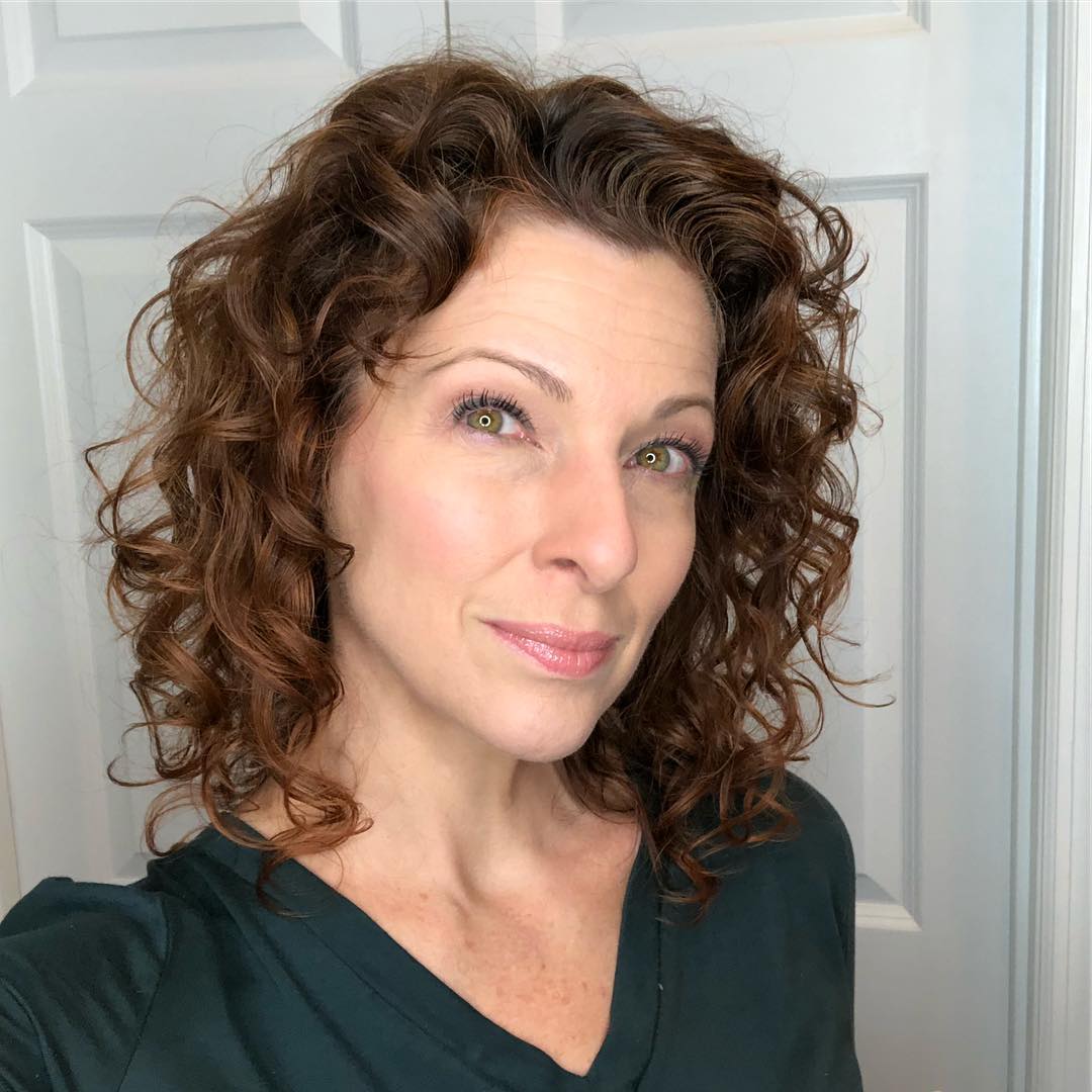 Rich Brunette Curly Bob With Volume