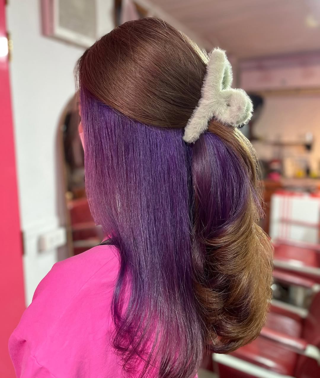 Rich Brunette With Vibrant Peekaboo Purple