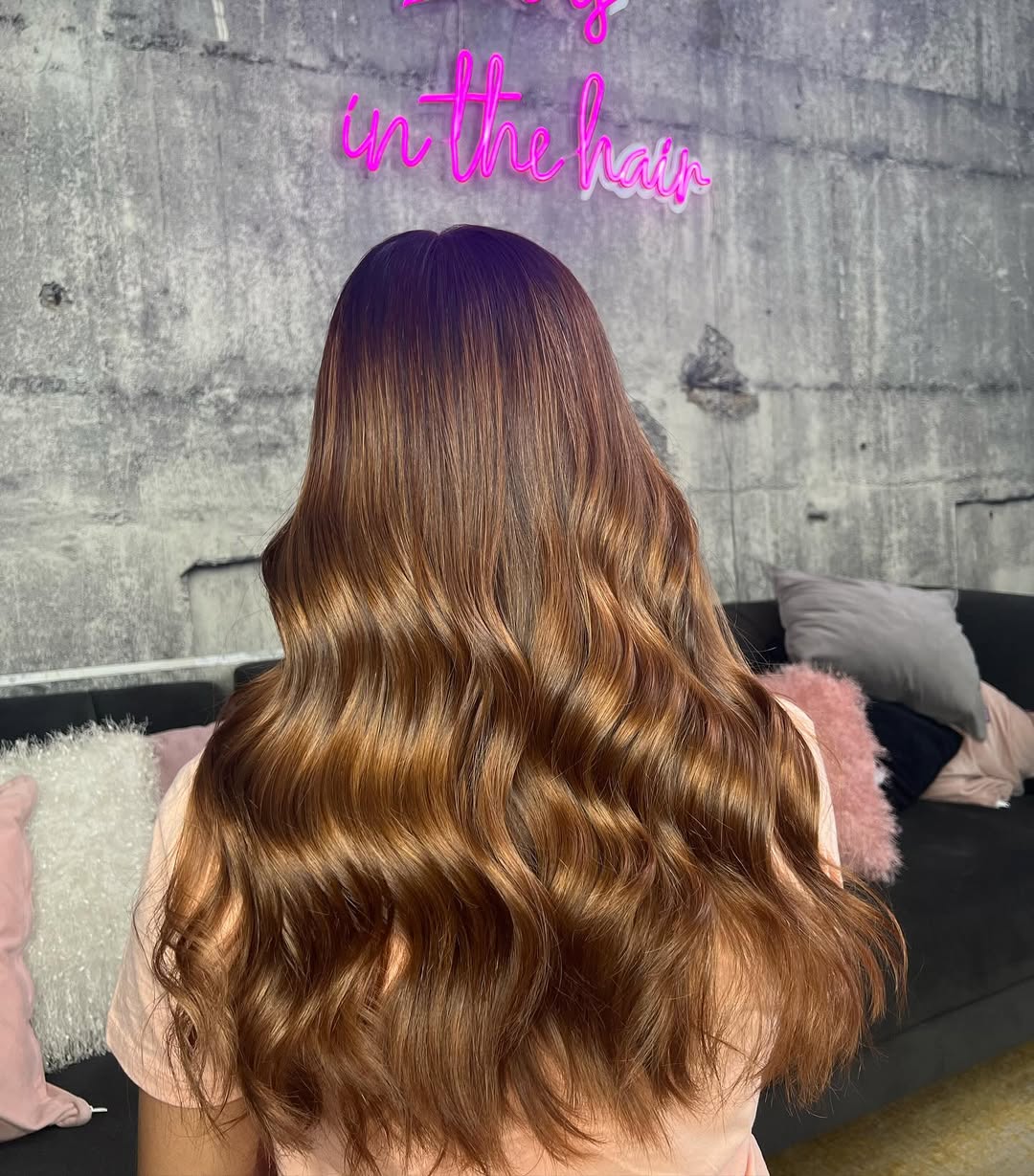 Rich Cinnamon Brown Hair With Voluminous Waves