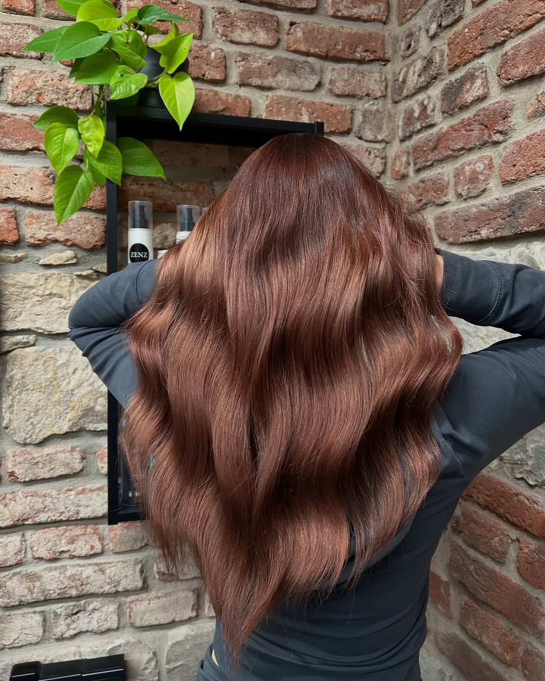Rich Cinnamon Brown Long Layered Waves