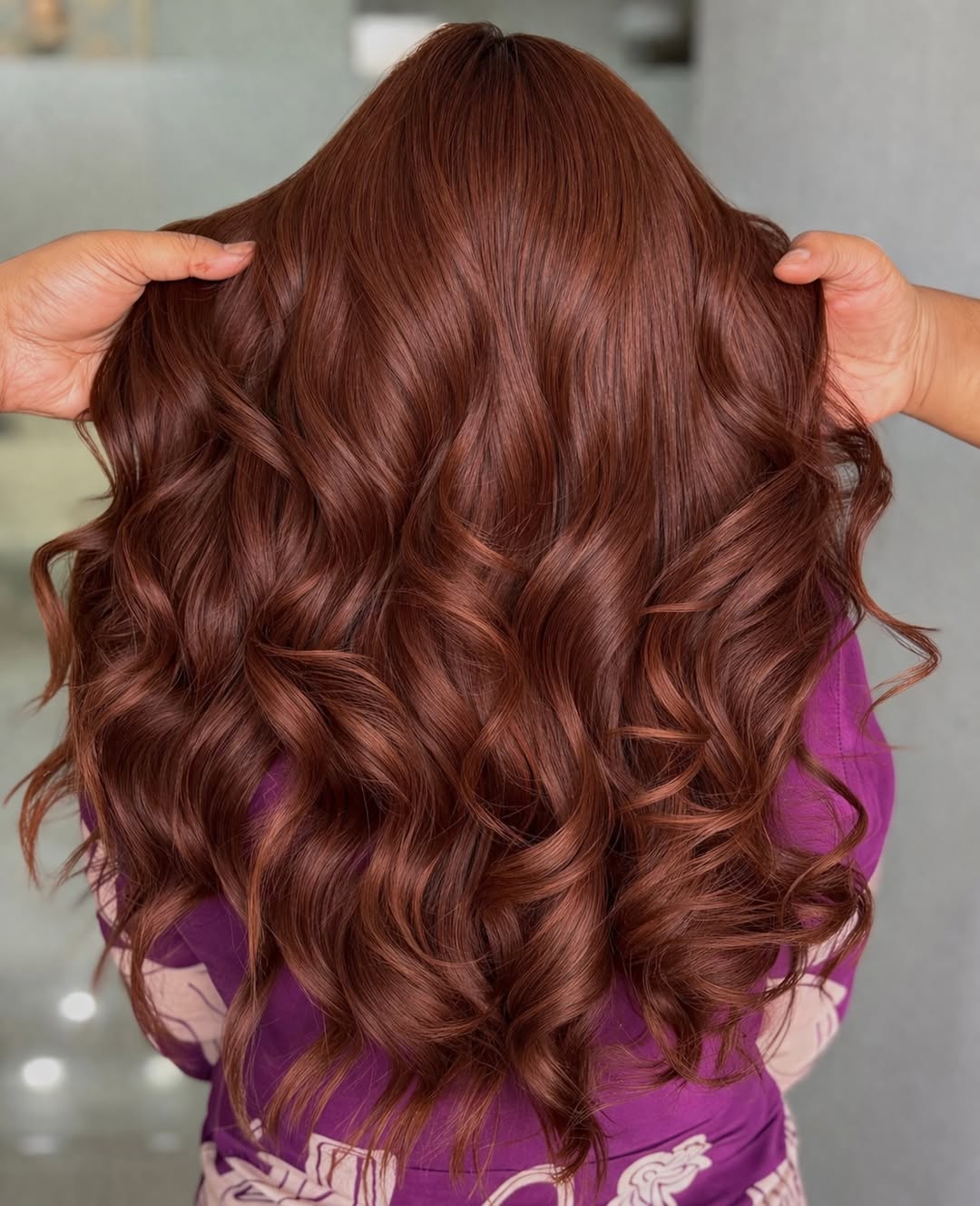 Rich Cinnamon Brown Waves For Long Hair