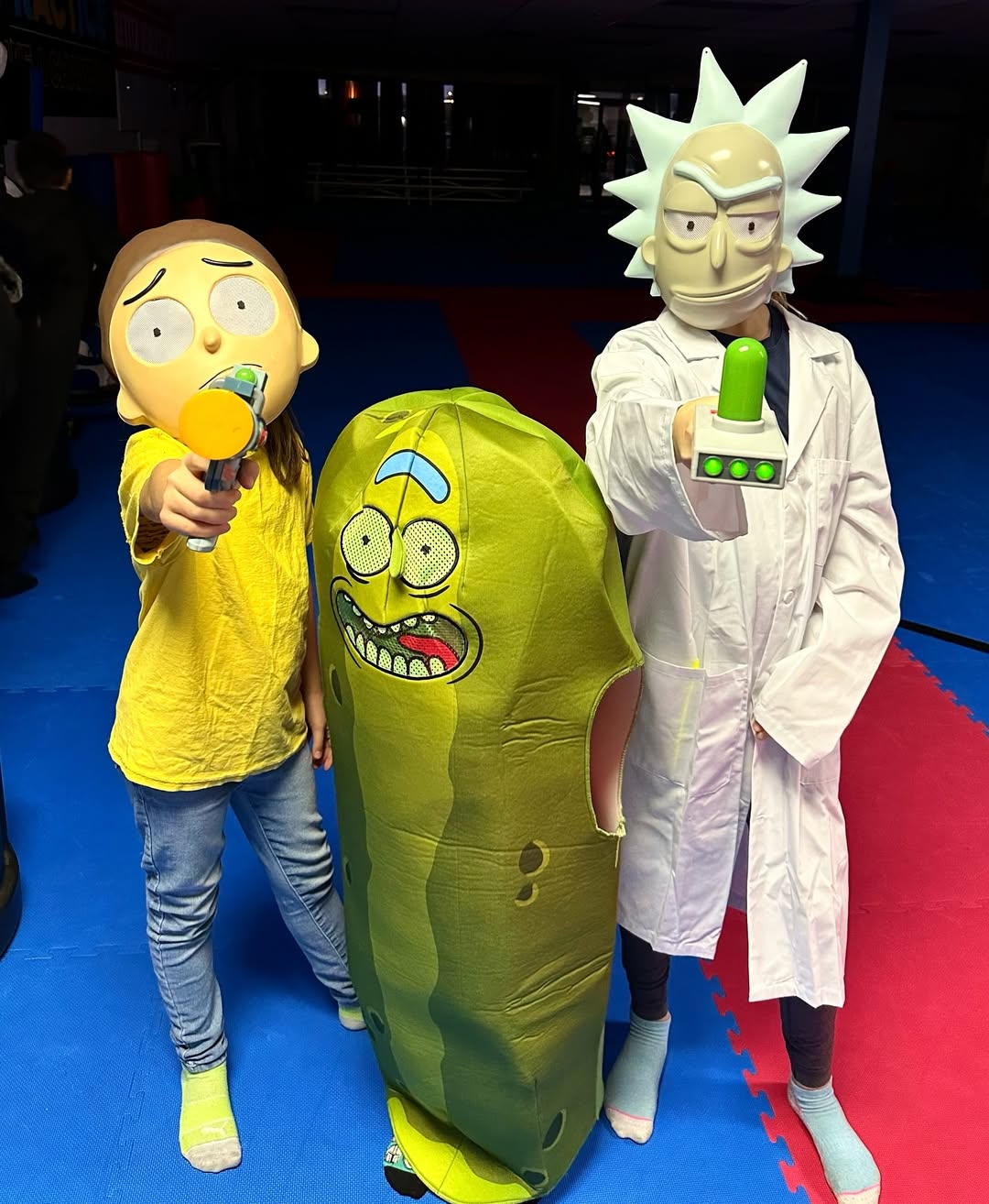 Rick, Morty, and Pickle Rick Trio Halloween Costumes