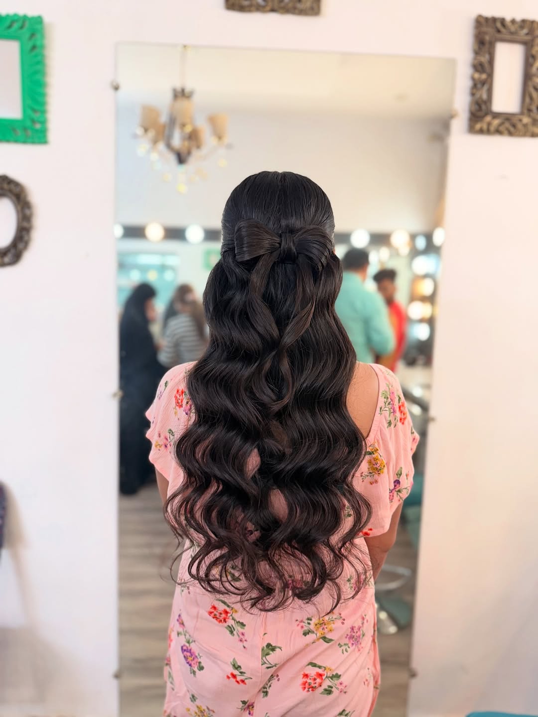 Romantic Half-Up Bow With Wavy Long Hair