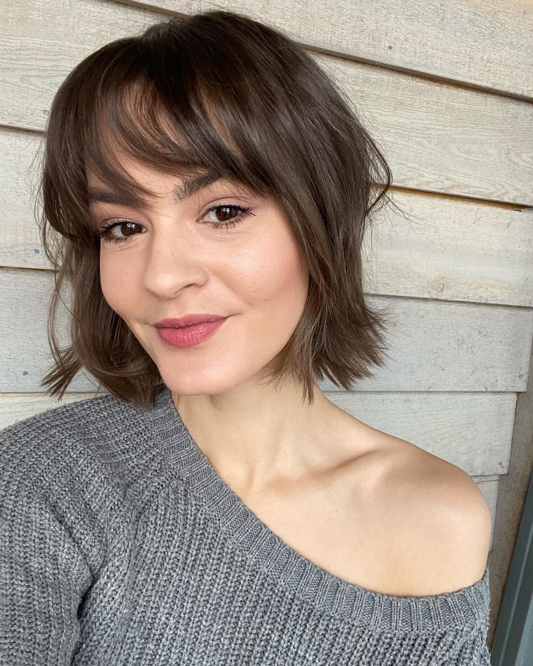 Shaggy Chin Length Bob With Wispy Bangs
