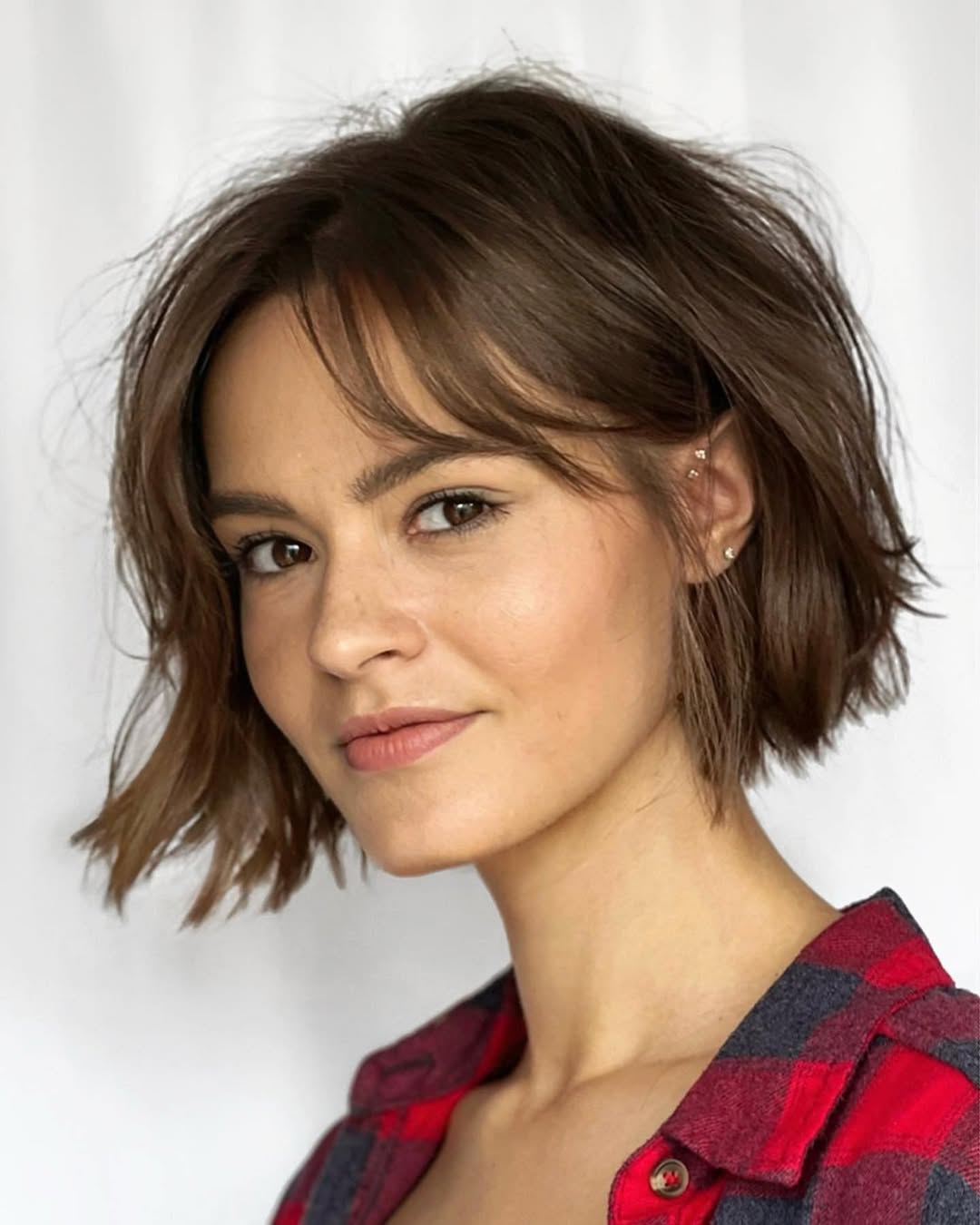 Shaggy Chin Length Bob With Wispy Bangs