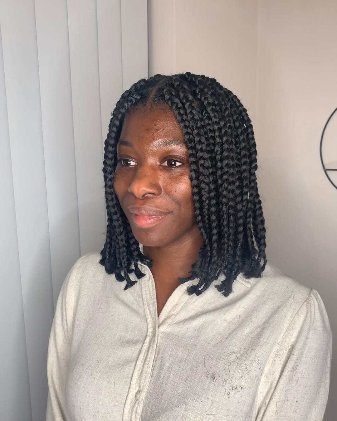 Shoulder Length Box Braids With Middle Part