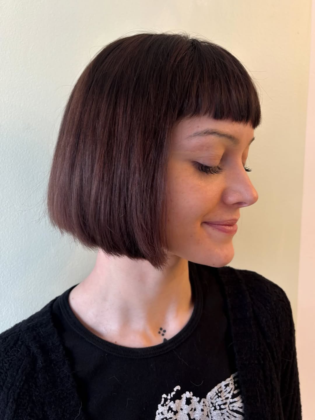 Sleek Chin-Length Bob With Micro Bangs