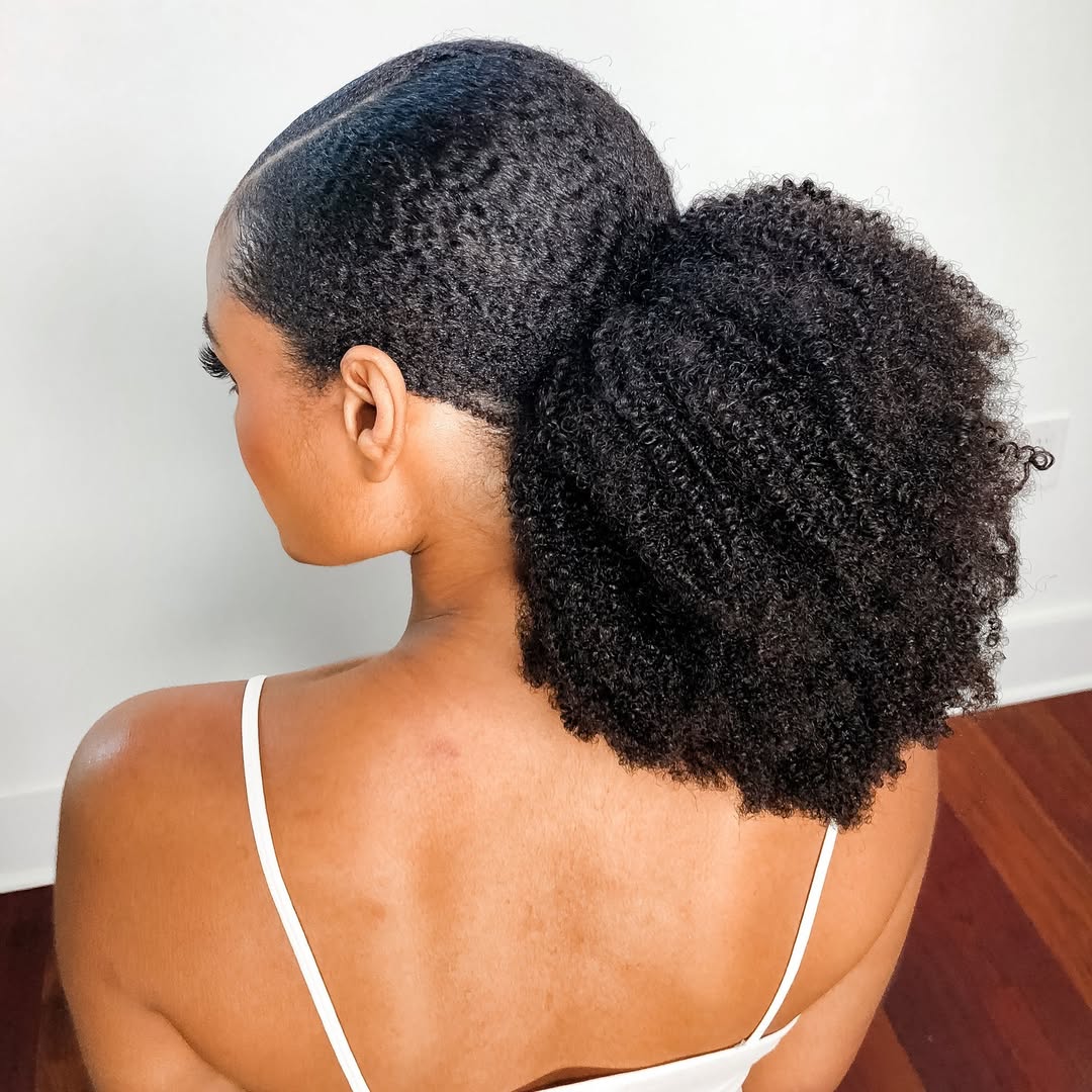 Sleek Deep Side Part 4C Ponytail