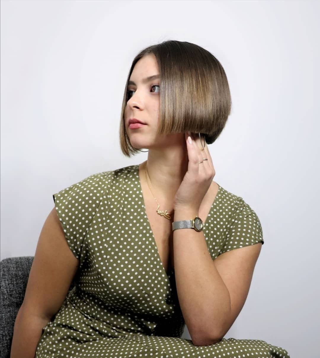 Sleek Glossy Brunette Chin-Length Bob
