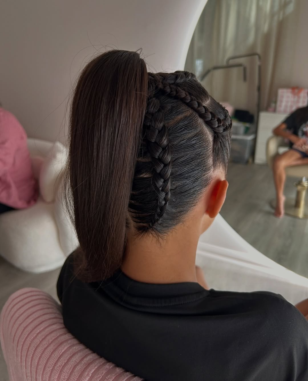 Sleek High Ponytail With Crown Braids