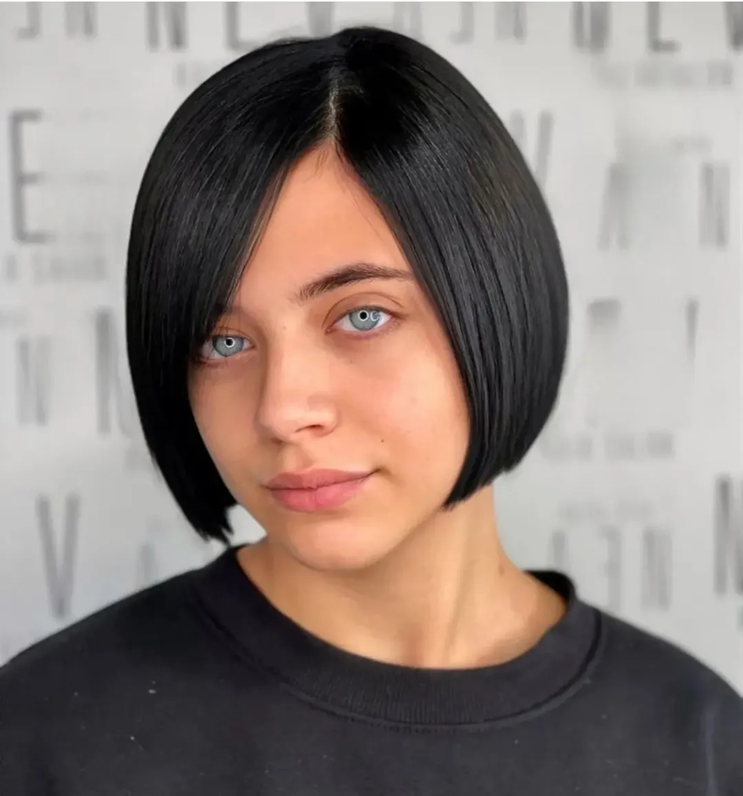 Sleek Jet Black Chin Length Bob