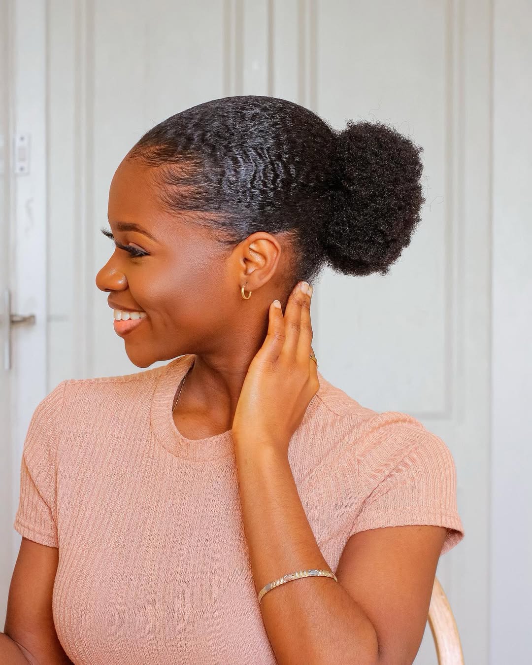 Sleek Low Bun With Defined Edges For Type 4C