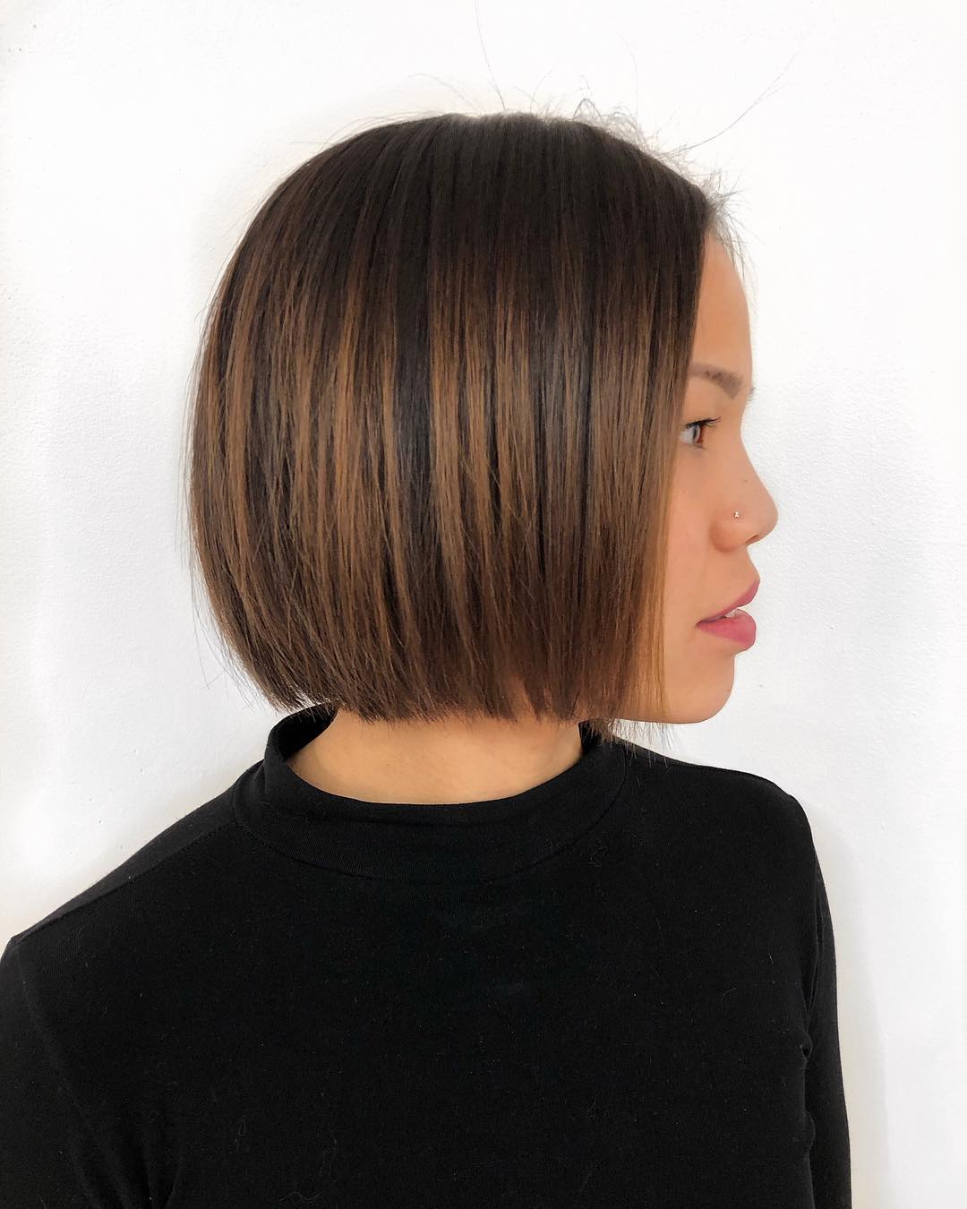 Sleek Mocha Brunette Chin-Length Bob