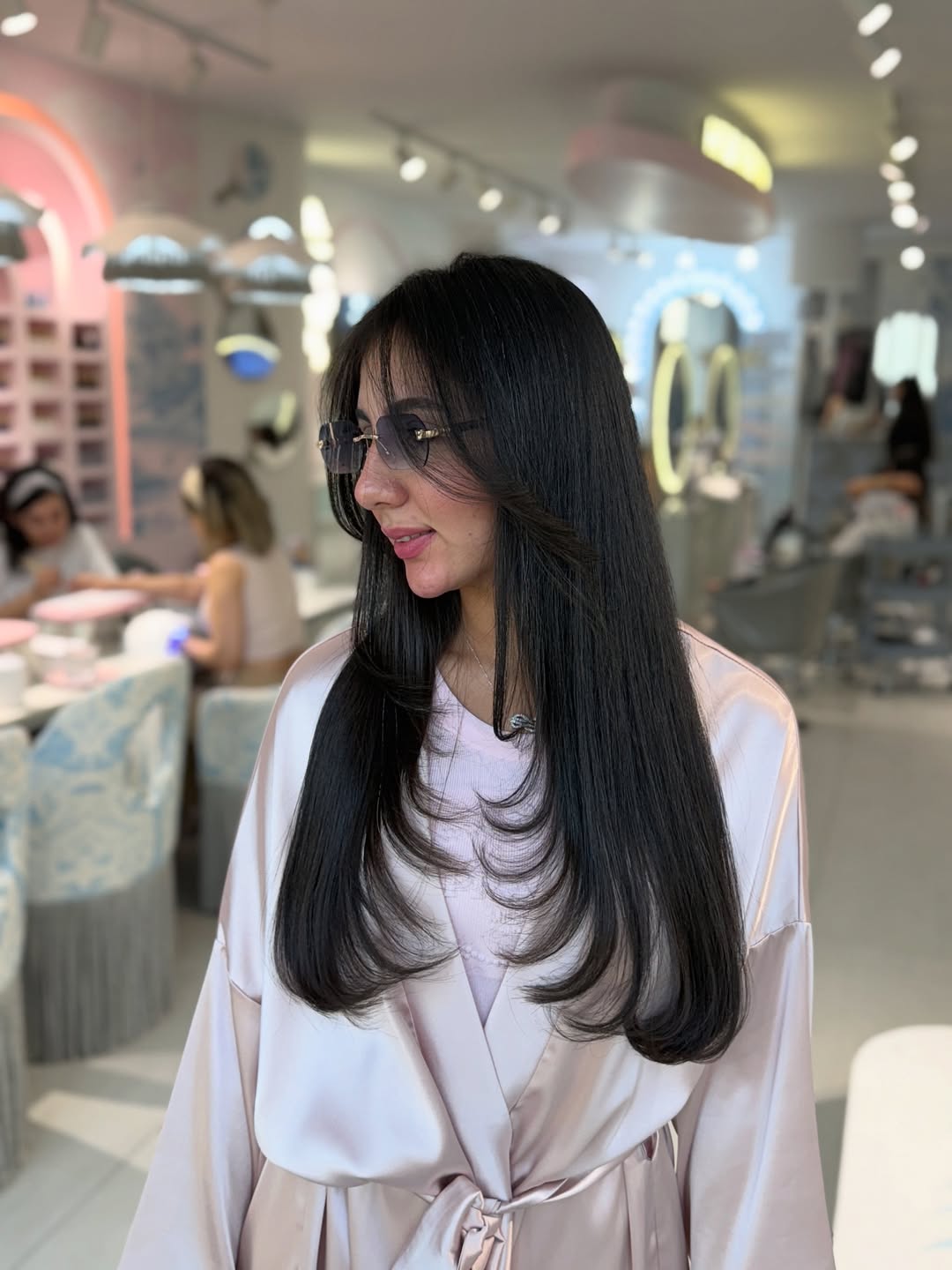 Sleek Raven Hair With Voluminous Face Framing Layers