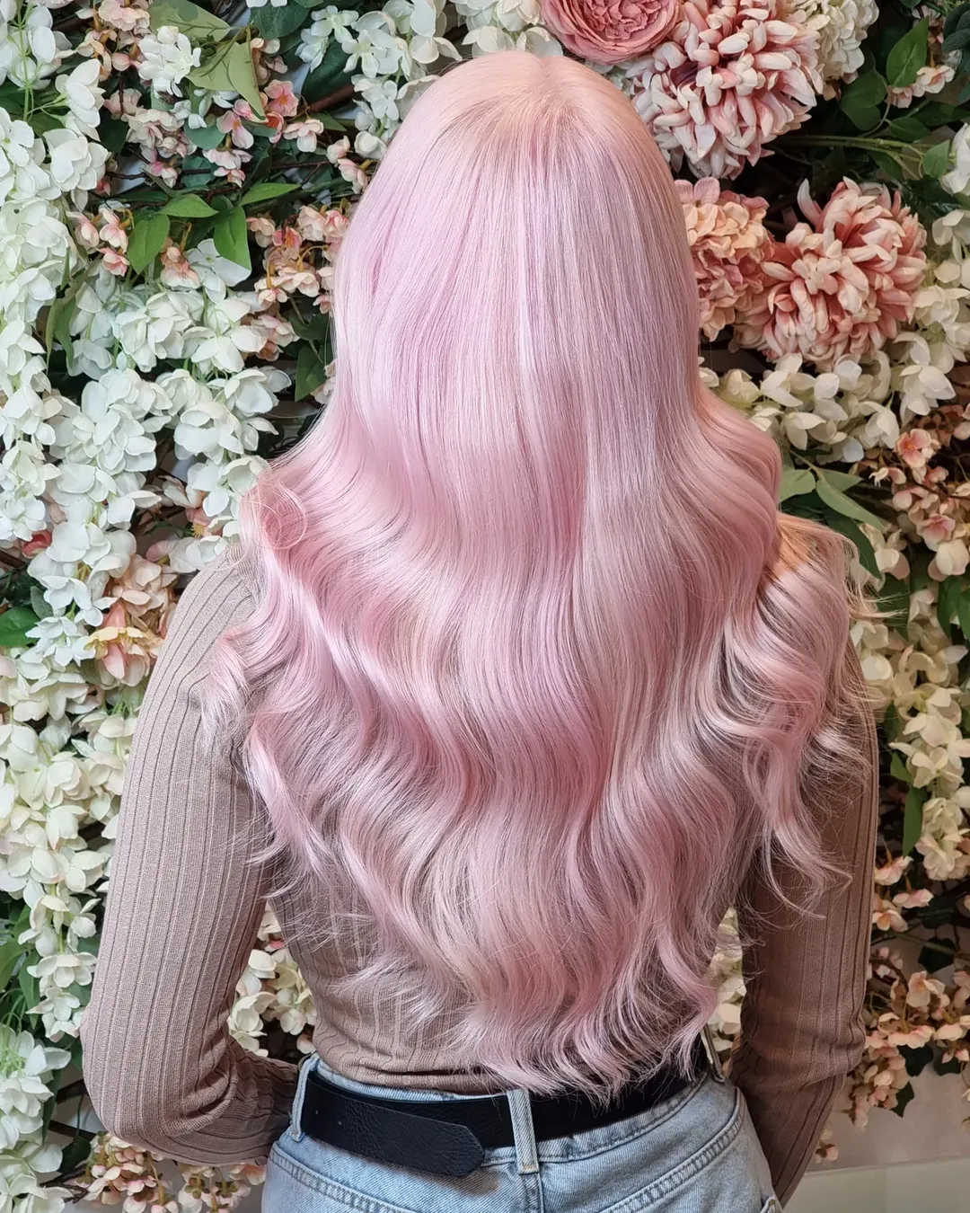 Soft Pastel Pink Waves With Loose Curls
