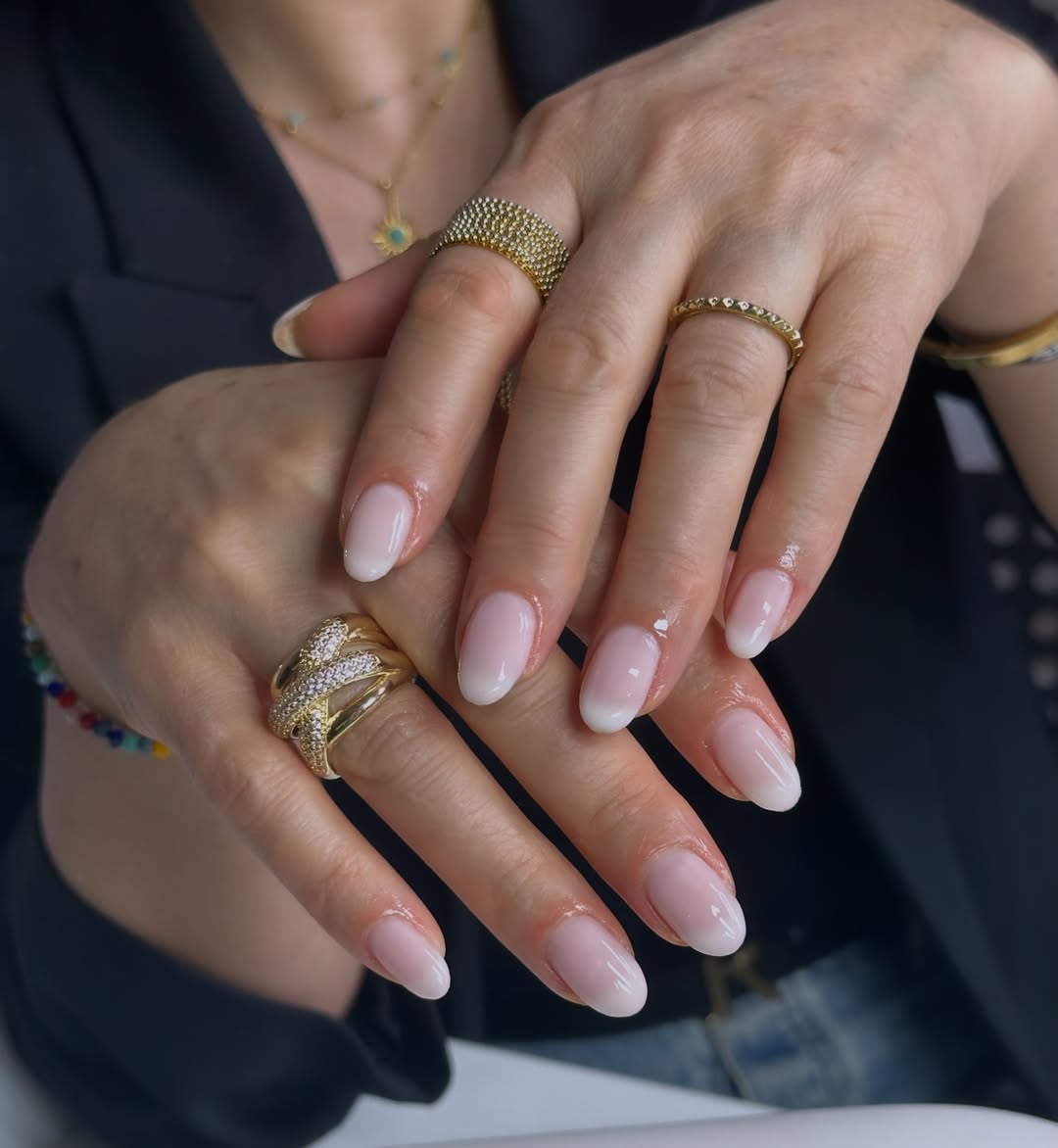 Soft Pink Milk Bath Seamless French Fade Oval Nails