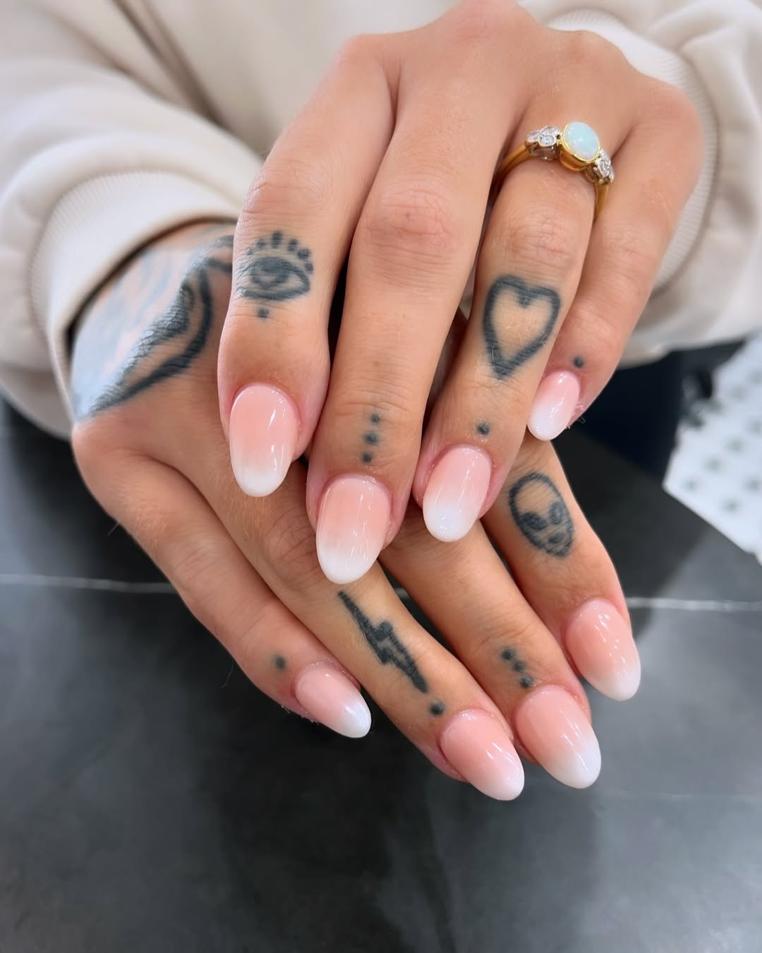 Soft Pink Ombre French Oval Nails