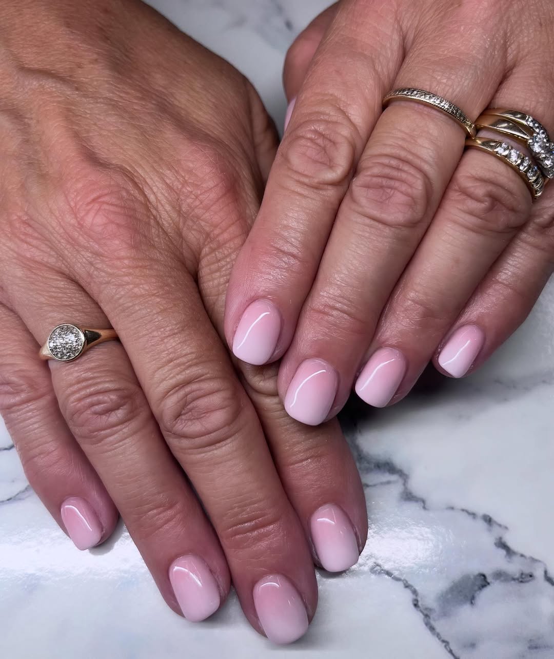 Soft Pink Ombre French Oval Nails