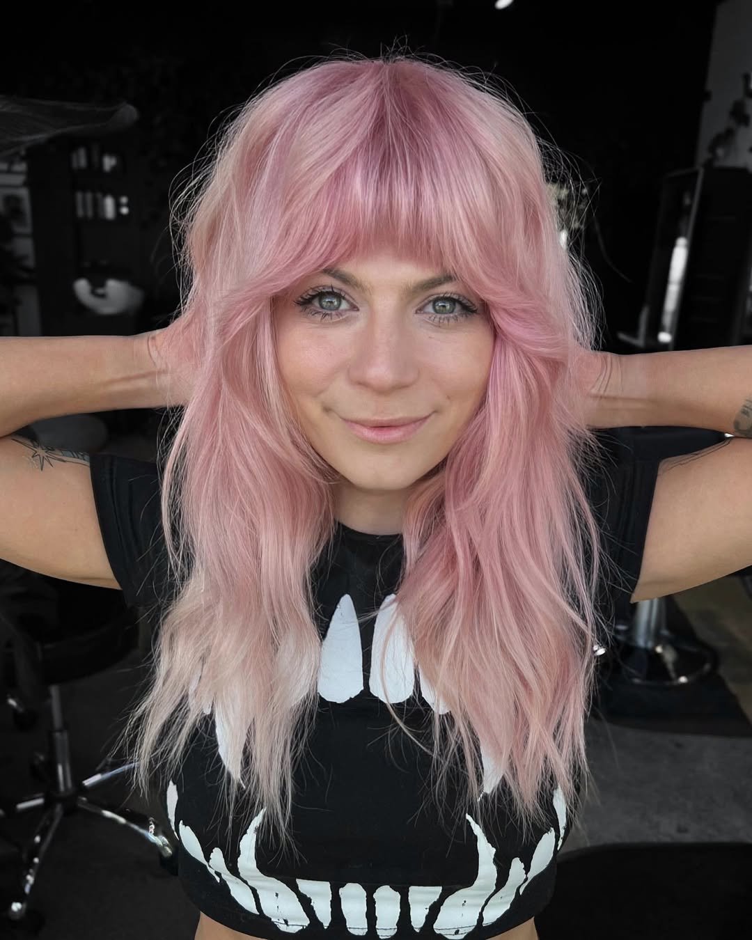 Soft Pink Shag With Wispy Bangs