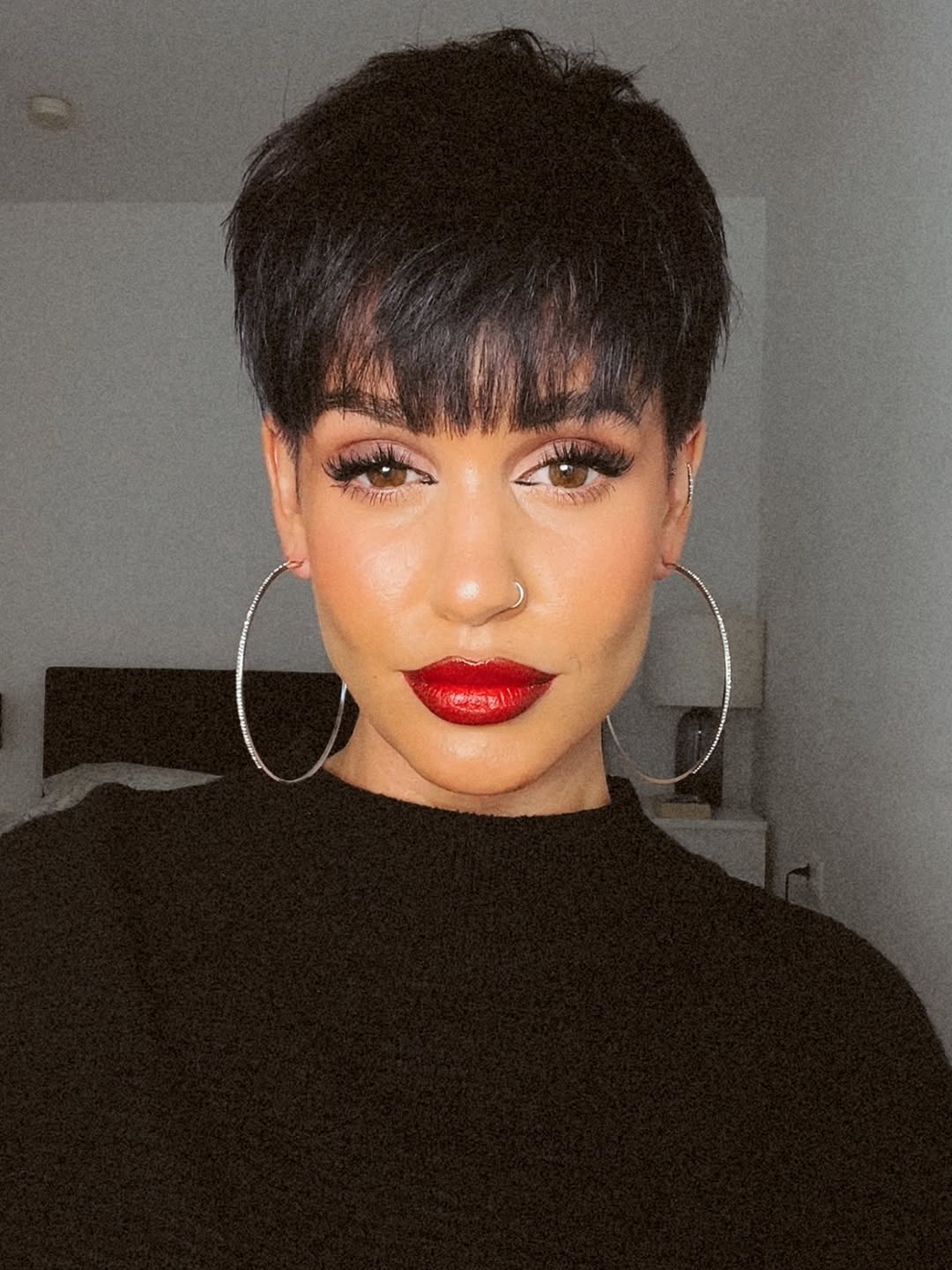 Sophisticated Dark Pixie With Trendy Fringe