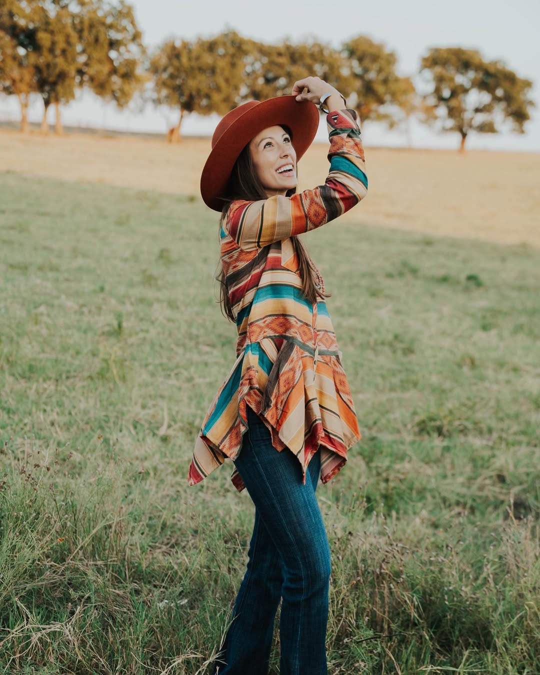 Southwestern Print Tunic With Flare Jeans