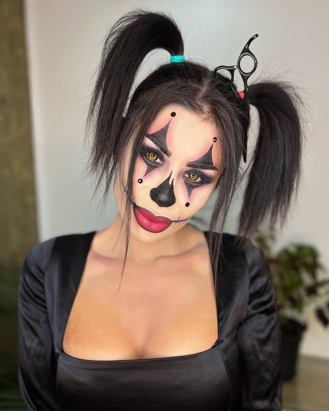 Spiky Pigtail Clown Hairstyle