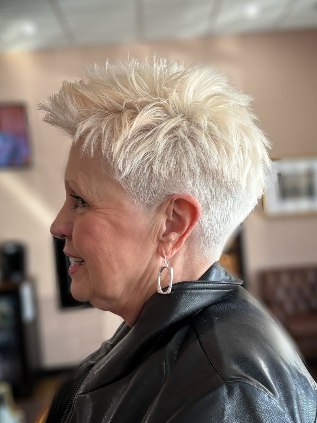 Spiky Platinum Pixie With Tapered Sides