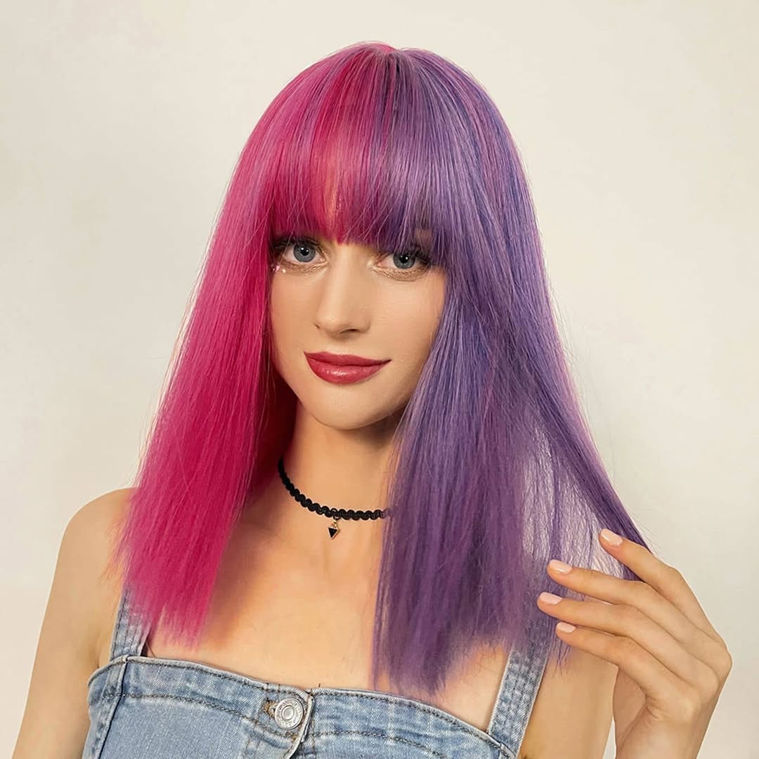Split Dye Barbiecore Pink And Lilac Lob
