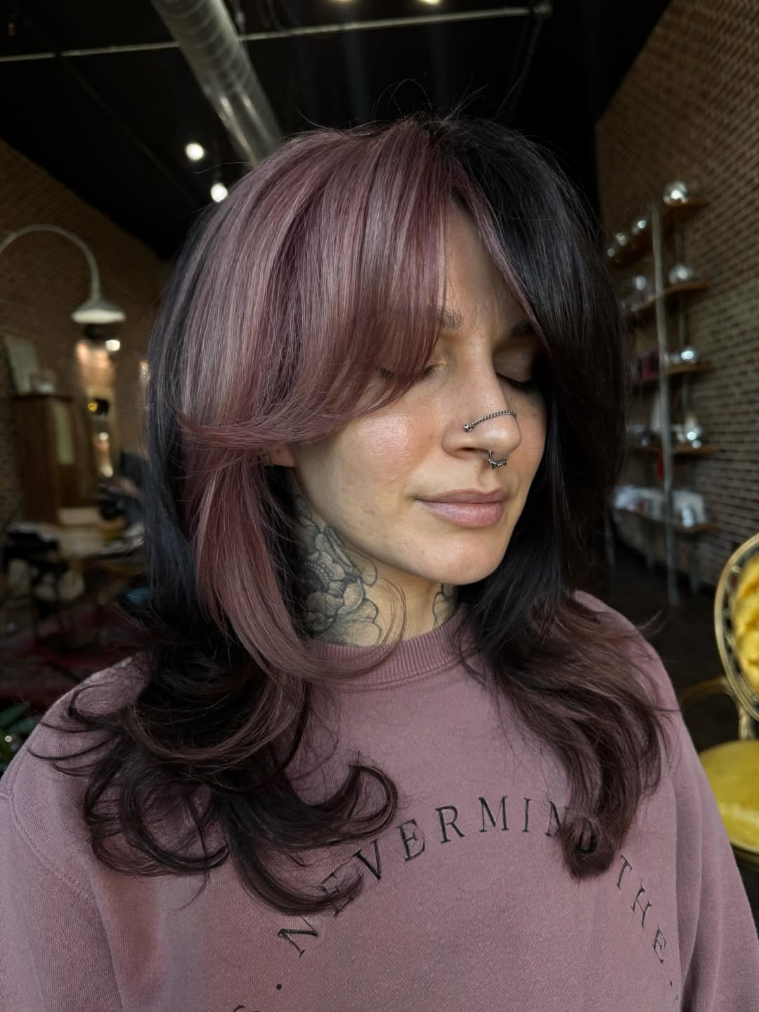 Split Dye Rose Gold And Black Shag