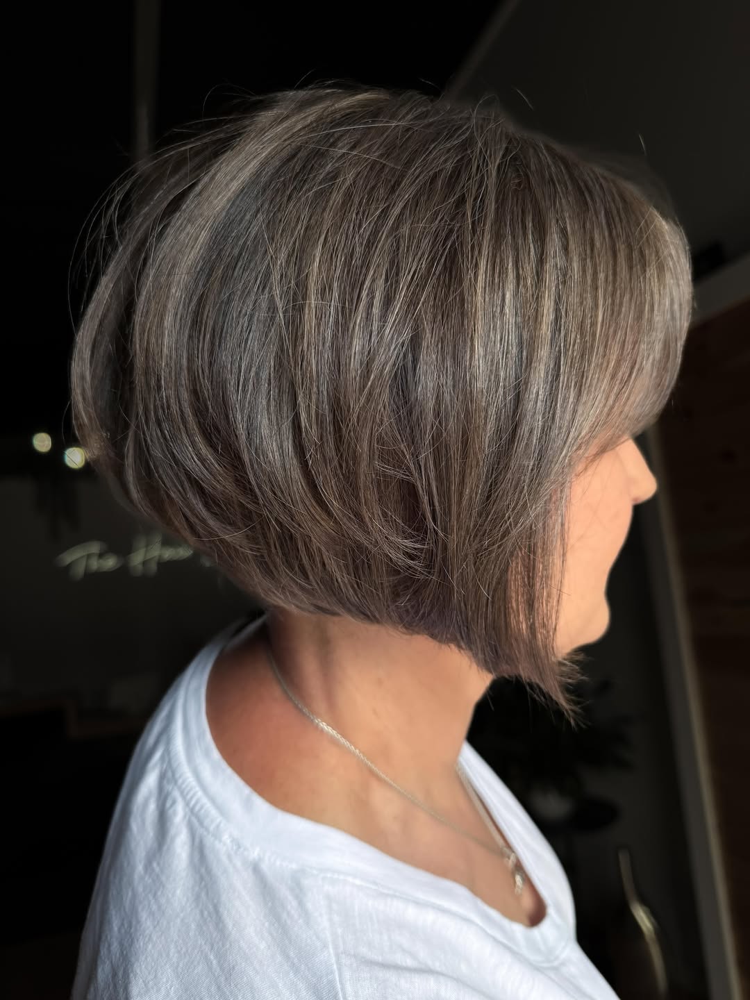 Stacked Bob with Subtle Ash Blonde Highlights