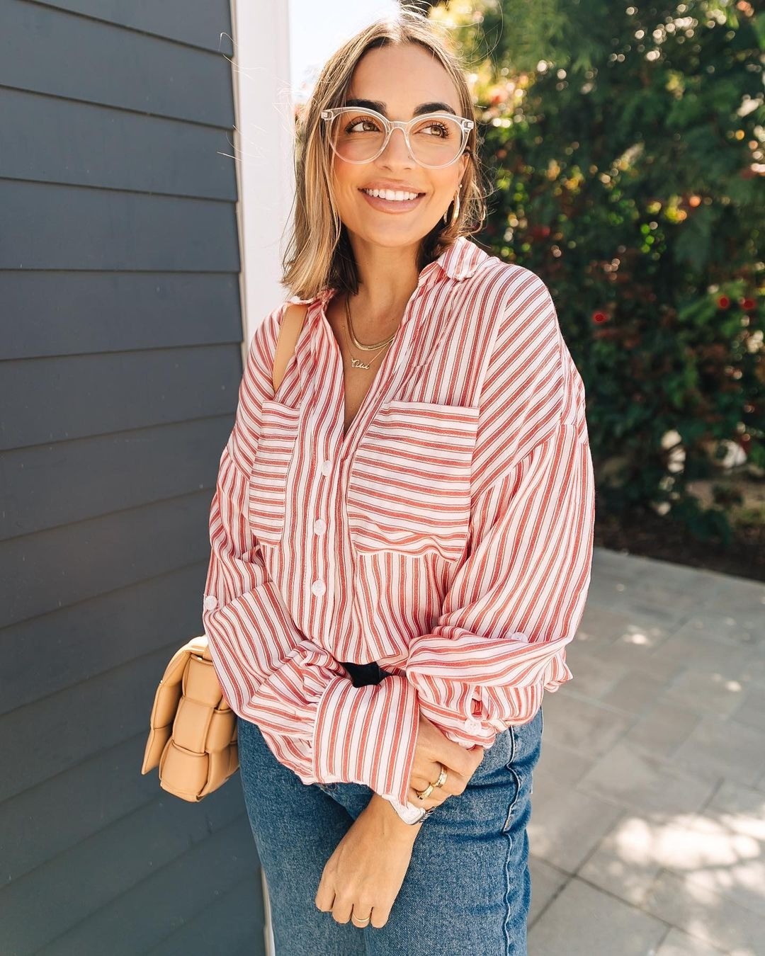 Striped Oversized Shirt With Denim Casual Style