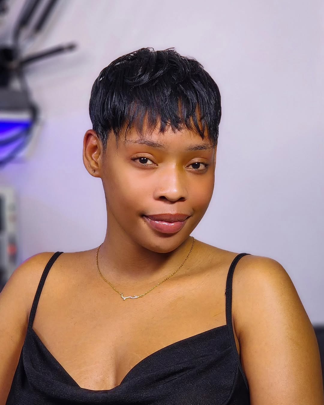 Textured Black Pixie With Wispy Bangs