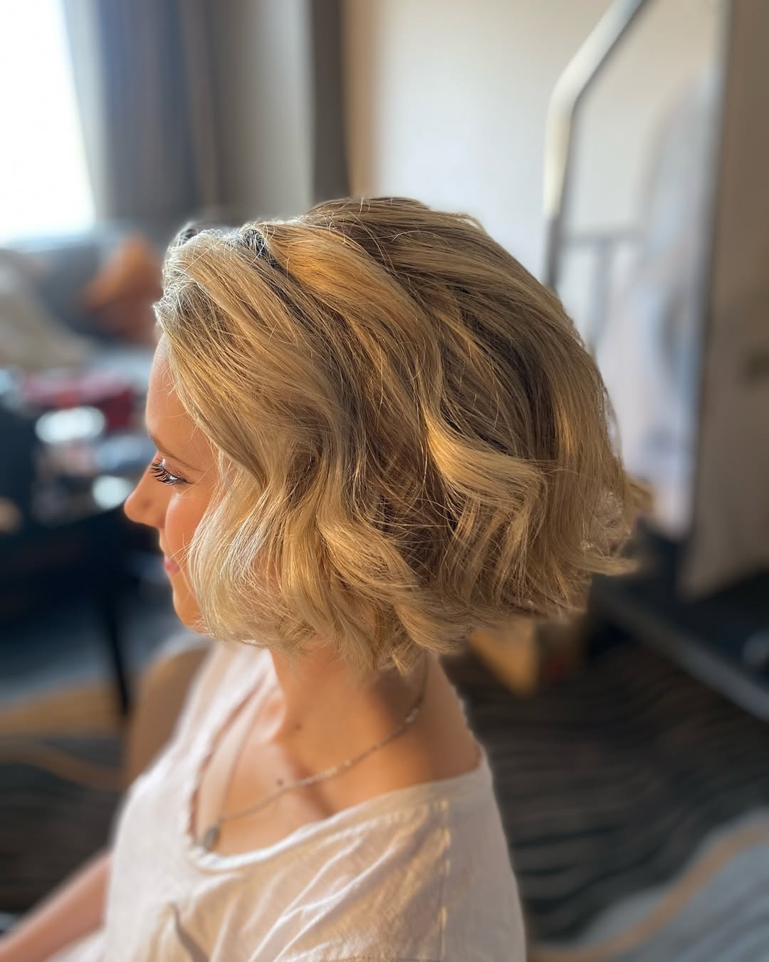 Textured Chin-Length Bob With Voluminous Waves