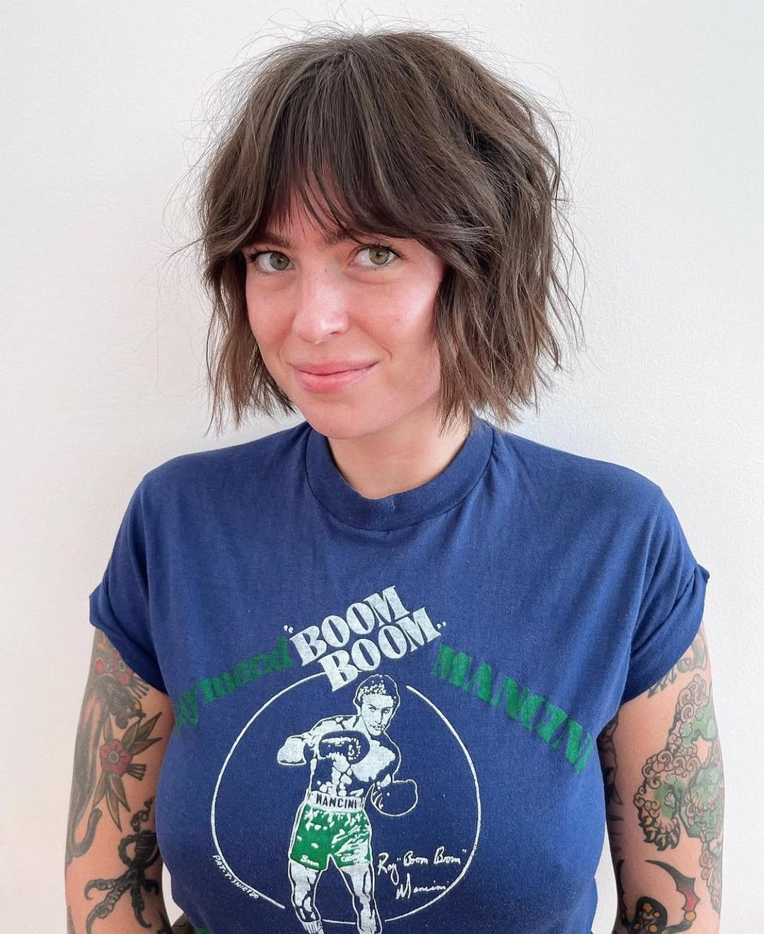 Textured Chin Length Shag With Wispy Bangs