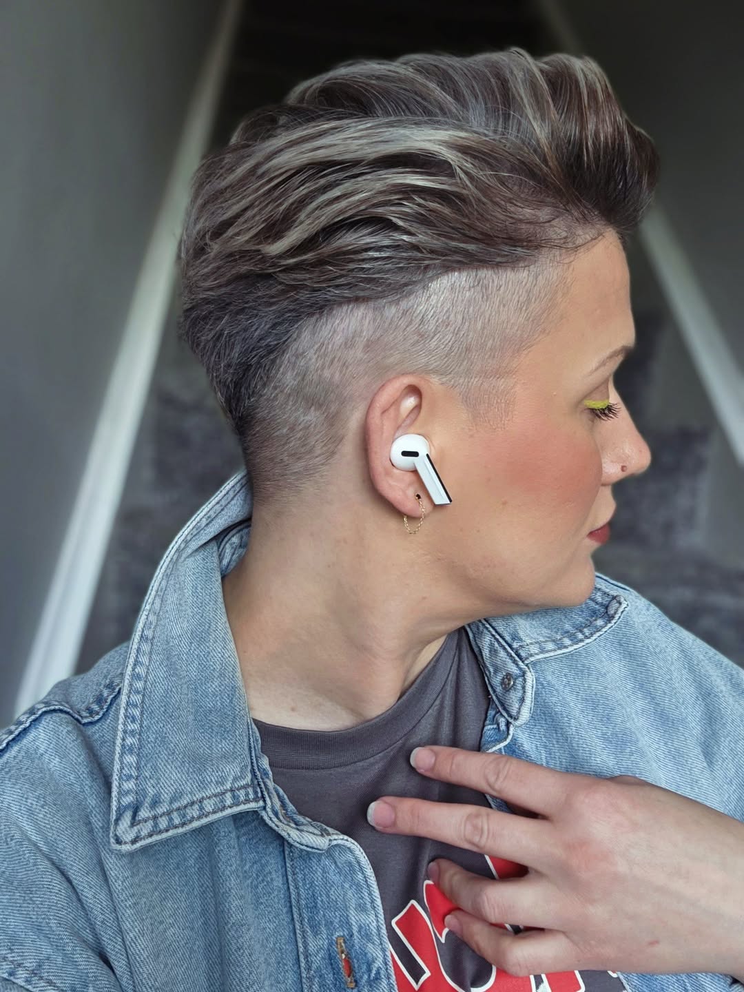 Textured Gray Pixie Cut With Undercut