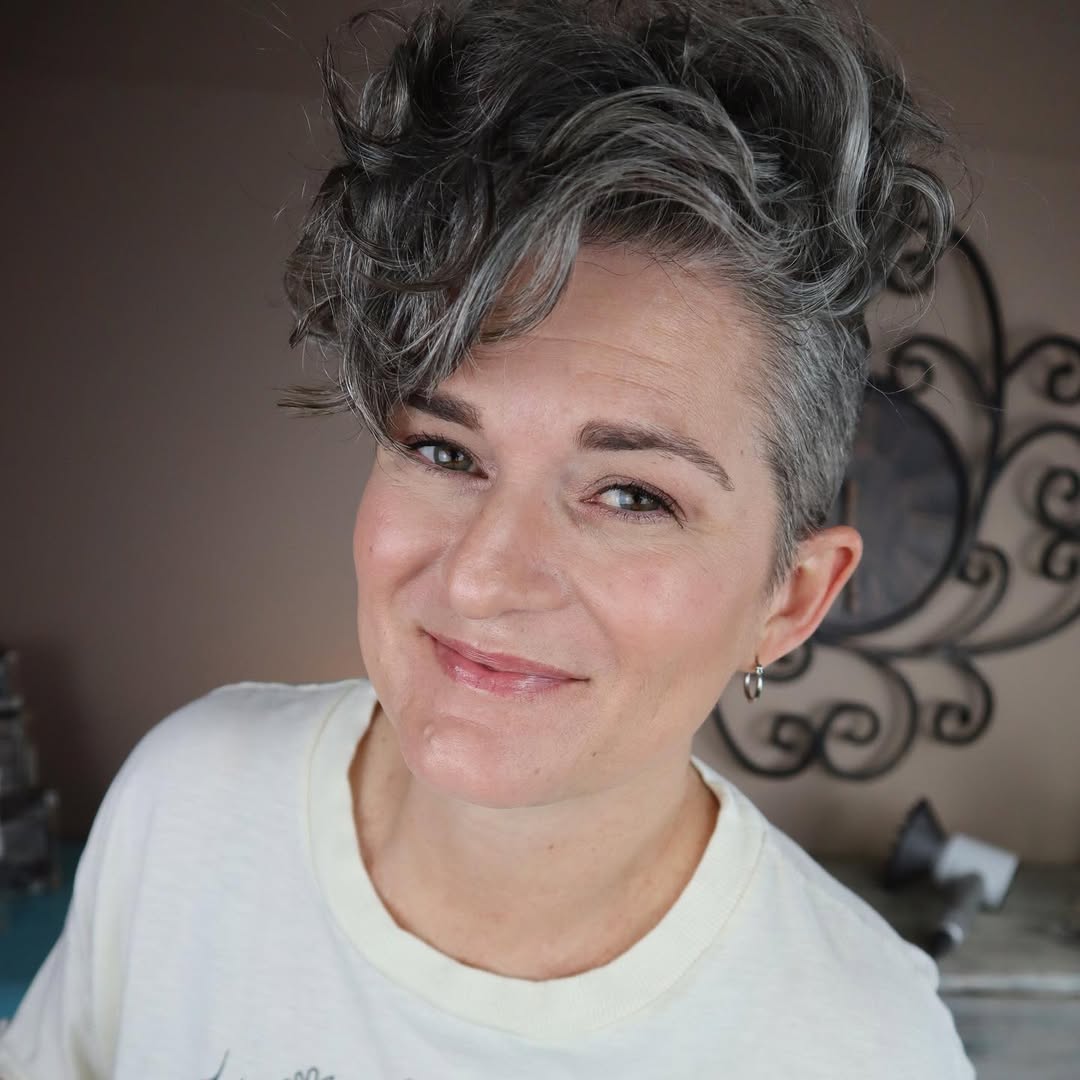 Textured Gray Pixie Undercut With Volume