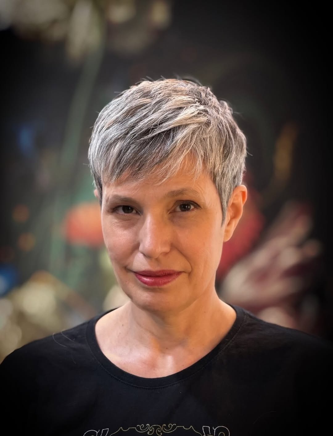 Textured Gray Pixie With Layered Crown