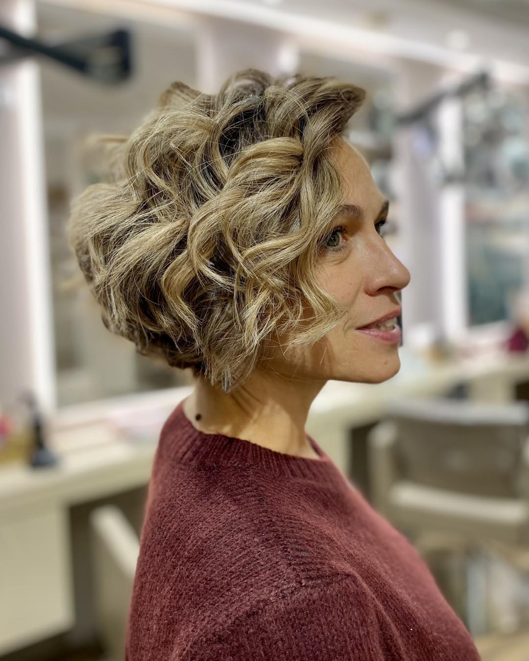 Textured Platinum Blonde Bob With Dark Roots
