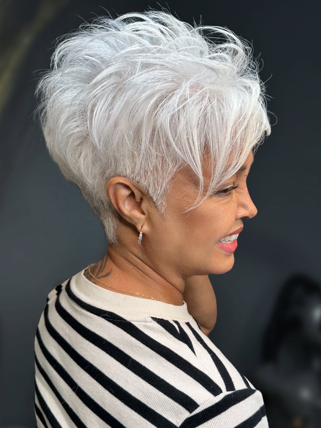 Textured Platinum Pixie With Spiky Crown