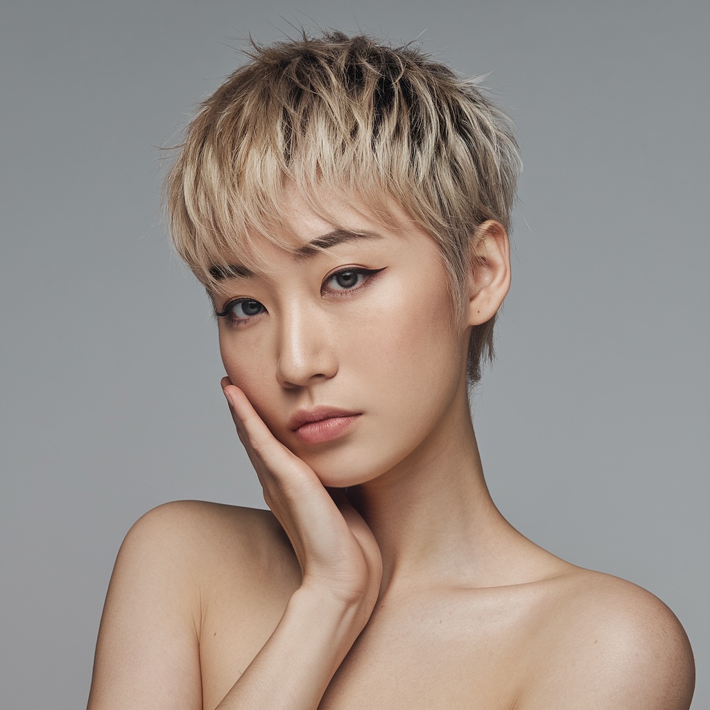 Textured Platinum Pixie With Subtle Fringe