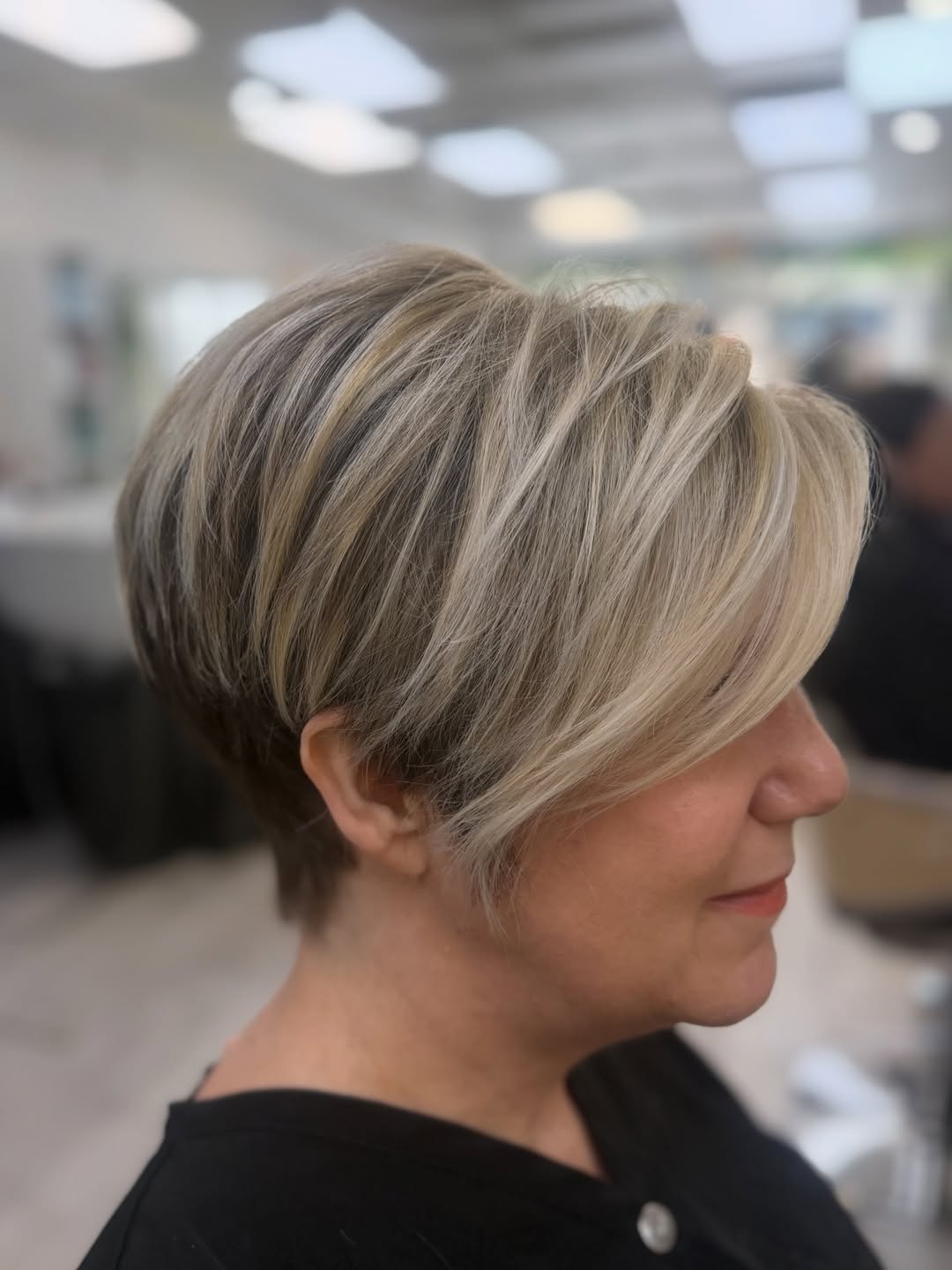 Textured Platinum Pixie With Subtle Highlights Undercut