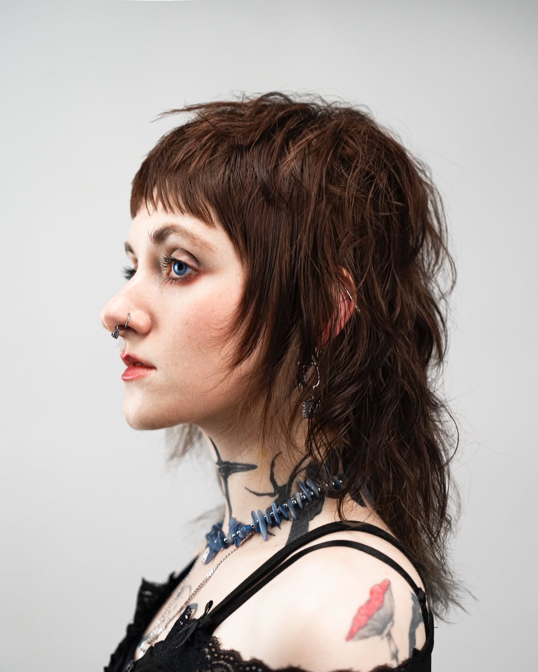 Textured Shaggy Mullet With Wispy Bangs